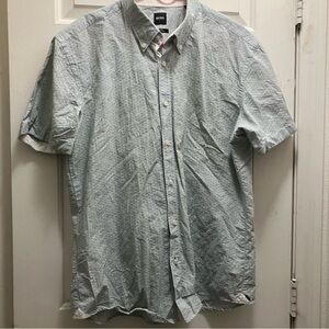 HUGO BOSS Linen Blend Short Sleeve Casual Button-Down Shirt Men’s XL
